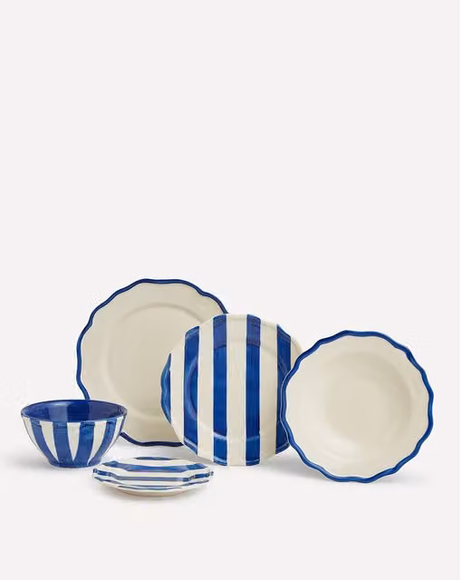 Vajilla por piezas Azul Paradiso de El Corte Inglés con diseño de rayas para adultos