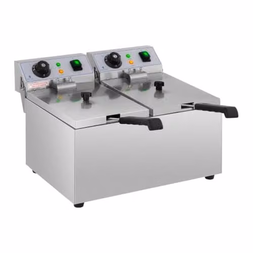 Freidora eléctrica profesional HELLOSHOP26 de acero inoxidable y plástico, color plata y multicolor, con protección contra sobrecalentamiento