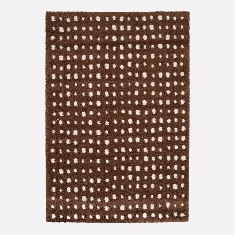 Alfombra interior moderna Sweeek con lunares en marrón y beige, An: 120 cm x Al: 76,2 cm
