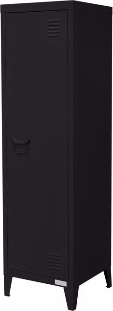 Archivador de oficina ML-Design en metal negro mate con puertas batientes y cerradura, An/P/Al: 38 x 38 x 137,5 cm