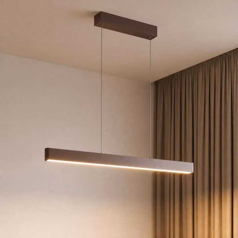 Lámpara colgante inteligente Mylosh de Lucande con LED, atenuable y control remoto, color marrón, ideal para salón, comedor o cocina, fabricada en aluminio y plástico con tecnología WiFi Tuya