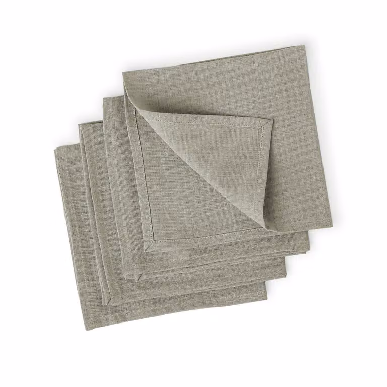 Set de 4 servilletas de lino Paul en color beige de 45 x 45 cm
