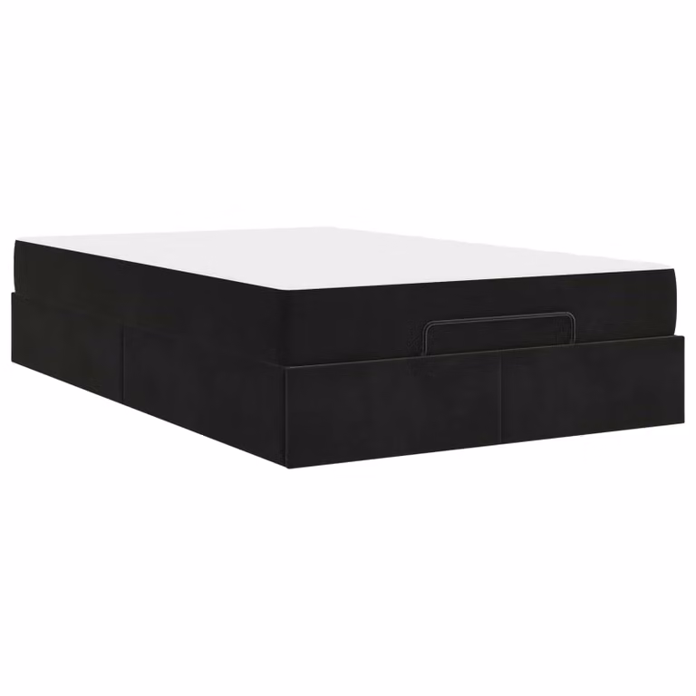 Set de 2 unidades de estructura de cama tapizada con colchón de espuma vidaXL en negro terciopelo, 120 x 200 cm