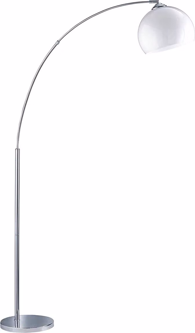 Lámpara de pie moderna Trio Brasilia en color blanco y cromo con diseño ajustable para salón o dormitorio, compatible con bombillas LED E27, Altura: 180 cm