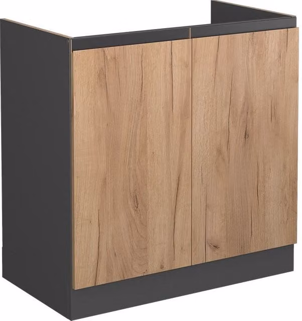 Mueble bajo de cocina Vicco para fregadero en acabado roble mate con puertas batientes, An/P/Al: 80 x 46 x 81,6 cm