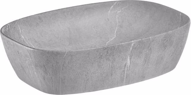 Lavabo de sobreponer rectangular de cerámica Meublorama en gris efecto piedra natural An/P/Al: 50,5 x 38,5 x 13,5 cm