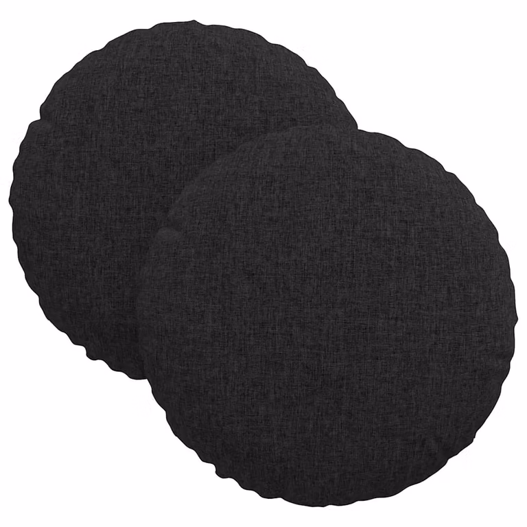Set de 2 cojines para asiento redondos vidaXL en color negro, funda lavable y desenfundable, Diámetro: 30 cm, Altura: 13 cm