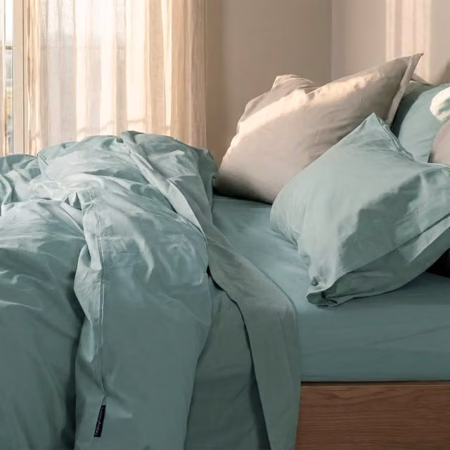 Funda nórdica Basic de algodón color verde para cama de 180/200 cm (An/Al: 260 x 240 cm)