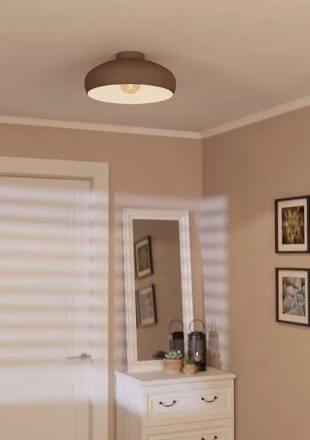 Lámpara de techo Eglo redonda de metal en color marrón con casquillo E27 para salón, cocina o dormitorio