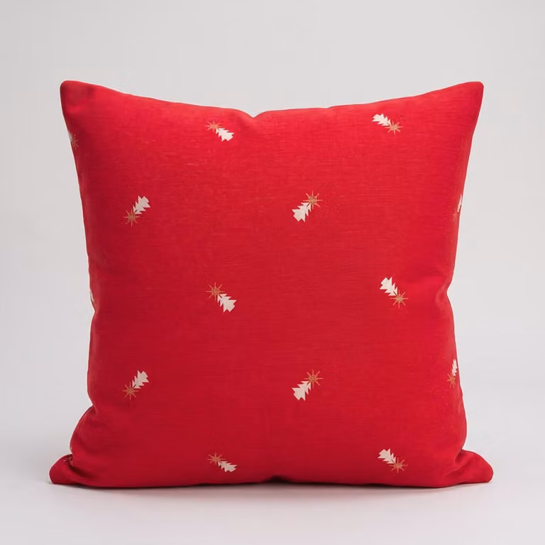Pack de 2 fundas de cojín navideñas Gamusi de algodón en rojo y dorado, 45 x 45 cm