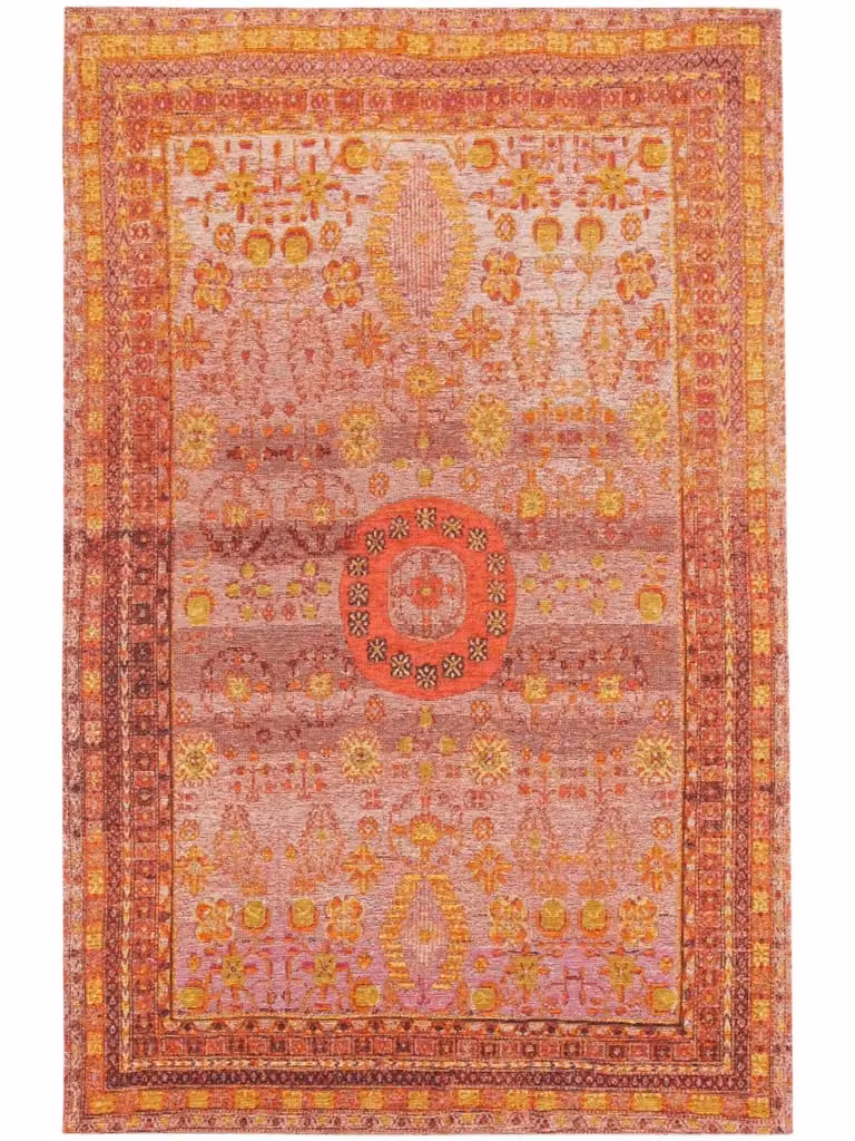 Alfombra de tejido plano Benuta en color rojo con diseño patchwork, An/P: 75 x 165 cm