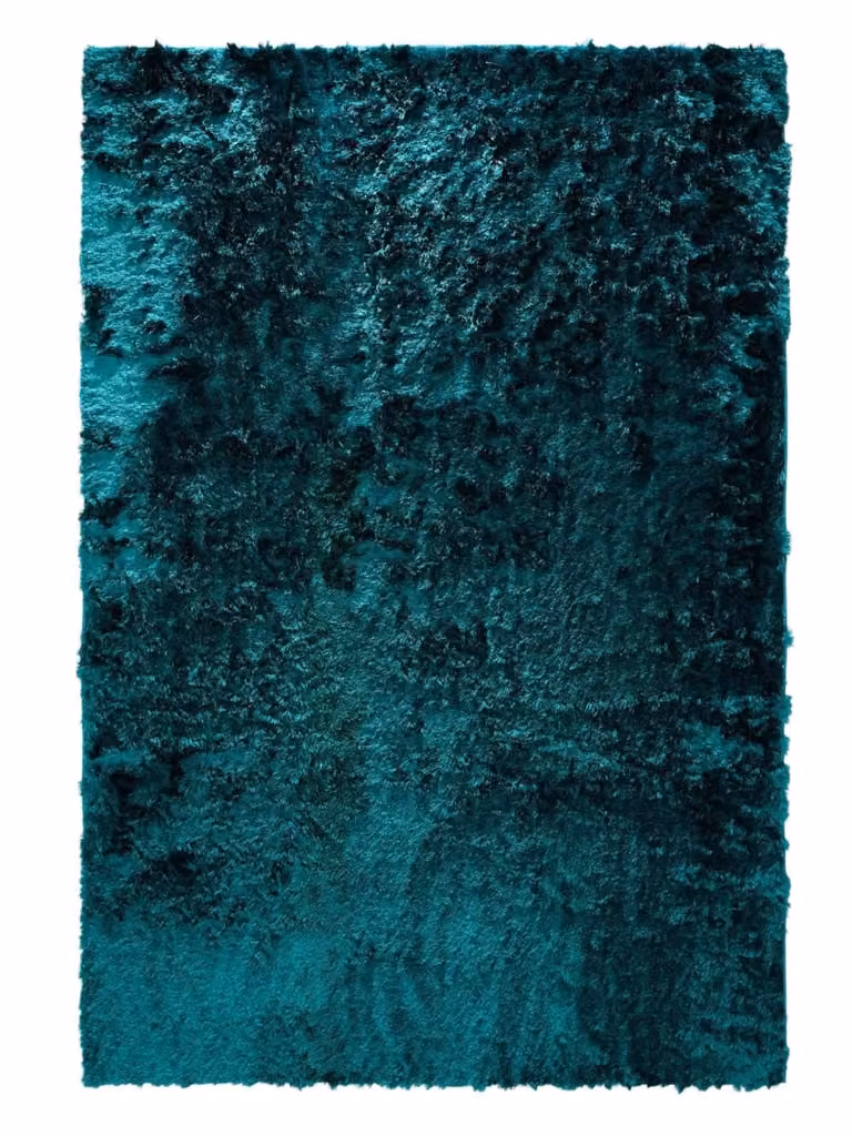 Alfombra de pelo largo Benuta en color turquesa y azul, diseño moderno y rectangular, An/P: 200 x 290 cm