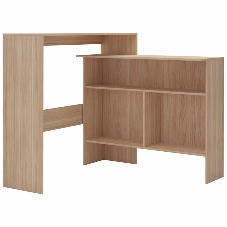 Mesa alta de bar vidaXL con dos tableros de madera color roble, An/P/Al: 130 x 40 x 120 cm