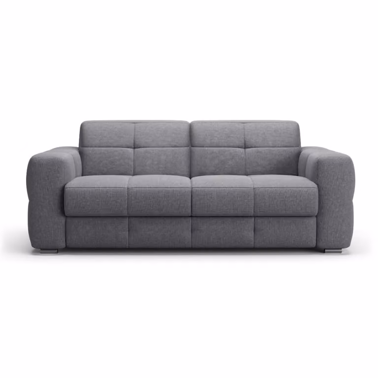Sofá de 3 plazas Calicosy con función de cama y apertura exprés en tela gris de 207 cm