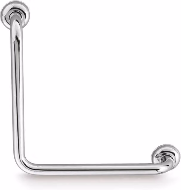 Asidero para baño angular de 90º liso Beltrán en acero inoxidable color plata