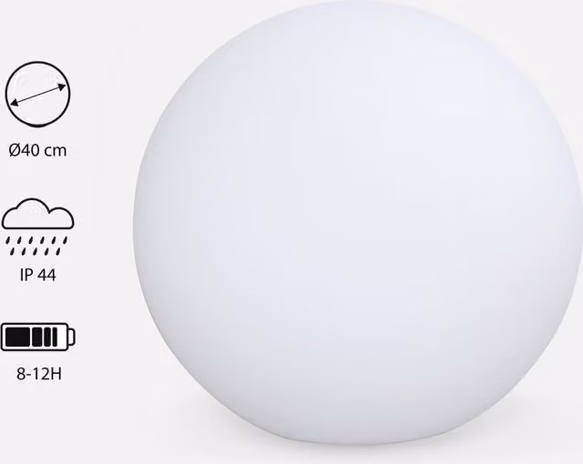 Esfera LED decorativa SWEEEK color blanco con mando a distancia para interior y exterior, An/P/Al: 30 x 30 x 28 cm
