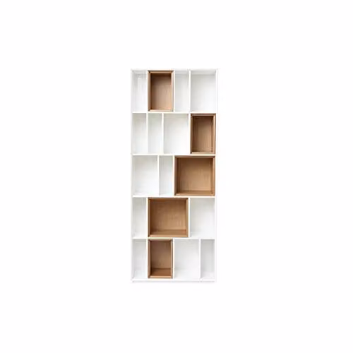 Miliboo Biblioteca Modular Jazz en Blanco y Roble con Estantes Ajustables An: 90,1 cm, P: 30 cm, Al: 212 cm