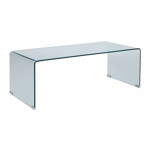Mesa baja rectangular Oviala de cristal templado transparente An/P/Al: 110 x 50 x 40 cm