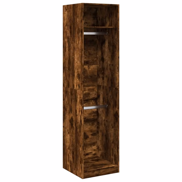 Armario de madera vidaXL en roble ahumado con estantes y barra para colgar, An/P/Al: 50 x 50 x 200 cm