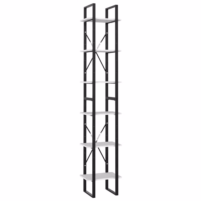 Estantería de 6 niveles vidaXL de estilo industrial en color blanco, An/P/Al: 40 x 30 x 210 cm