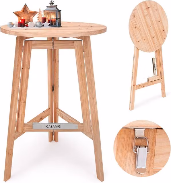 Mesa alta de bar redonda plegable NORTHIO de madera en marrón y multicolor, An/P/Al: 80 x 80 x 111 cm