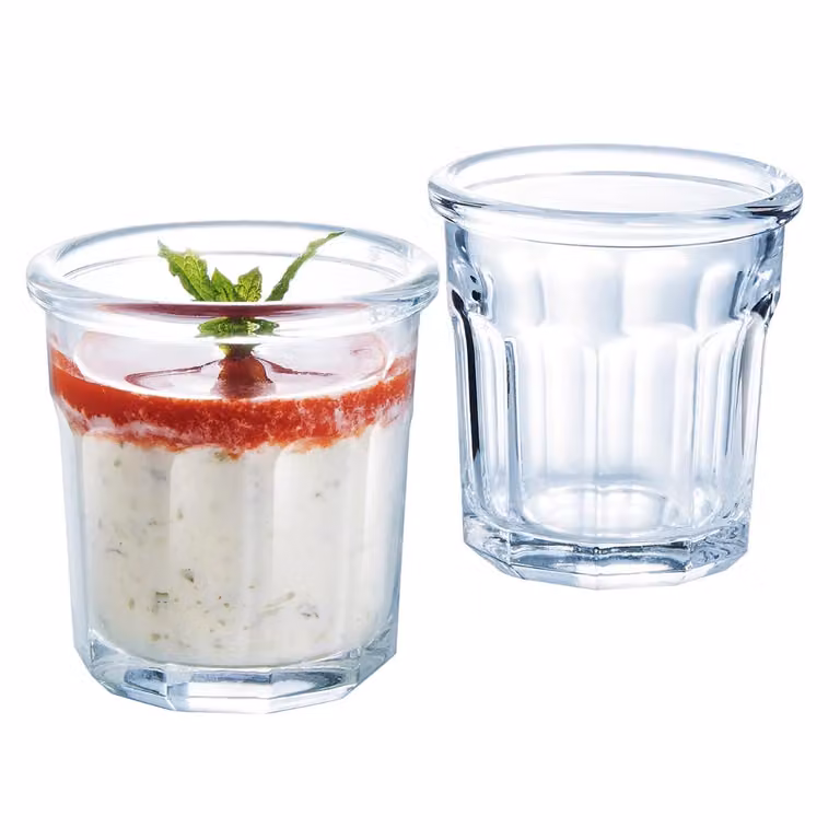Juego de 12 vasos de chupito Eskale Arcoroc de vidrio transparente con diseño de rayas y capacidad de 9 cl
