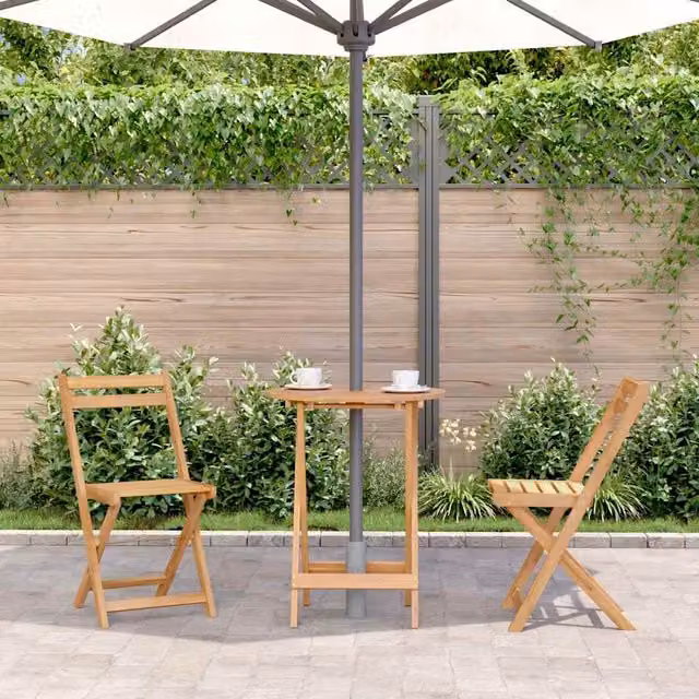 Mesa plegable de jardín SYFAX de madera de acacia tratada y aceitada en color marrón, An: 60 cm, Al: 75 cm