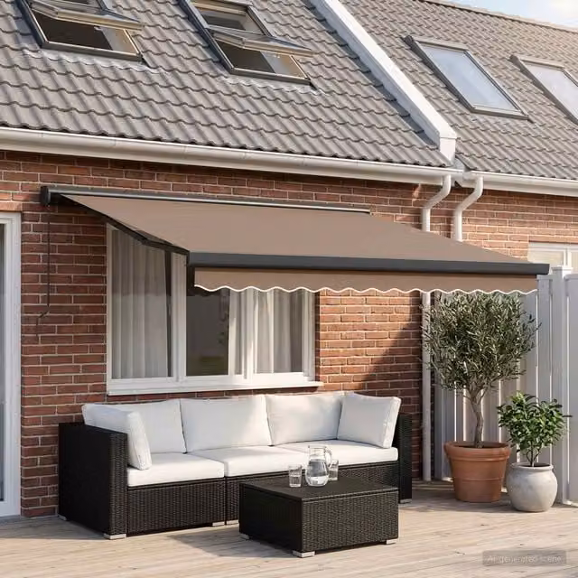 Toldo retráctil Maison Exclusive de aluminio y poliéster con lona en gris o beige, An: 400 cm, Al: 300 cm