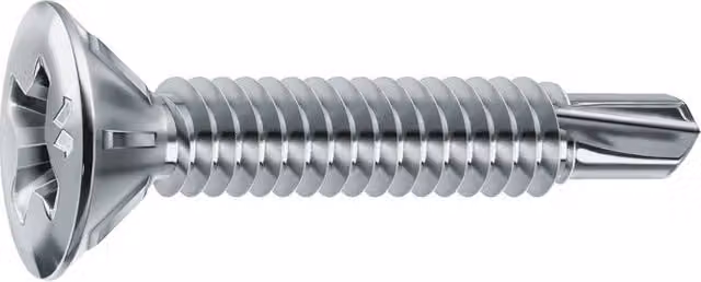 Tornillo Drillex Mustad para PVC con cabeza avellanada reducida Phillips, color plata, An/P/Al: 3,9 x 13 mm