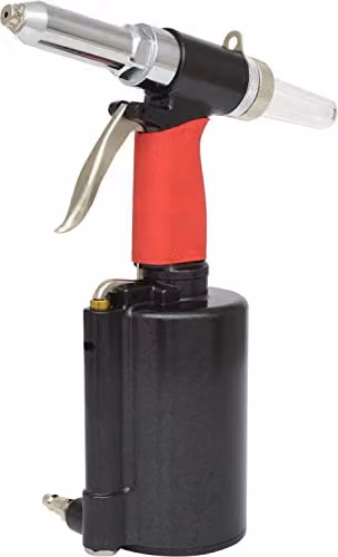 Pistola neumática para remaches ciegos KS Tools 515.3101 en color rojo y transparente para diámetros de 2,4 a 6,4 mm