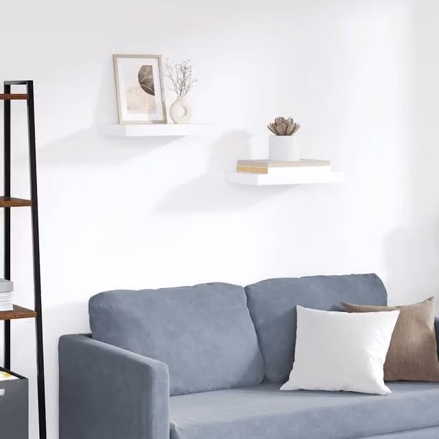 Set de 2 estantes flotantes de pared vidaxl en MDF color blanco An/P/Al: 40 x 23 x 3,8 cm