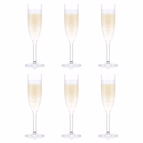 Juego de 6 copas de champán Bodum Oktett transparentes con detalles dorados de 120 ml