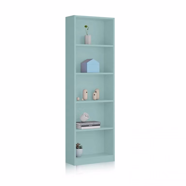 Librería estantería juvenil FORES color verde con 5 baldas, An/P/Al: 52 x 25 x 180 cm
