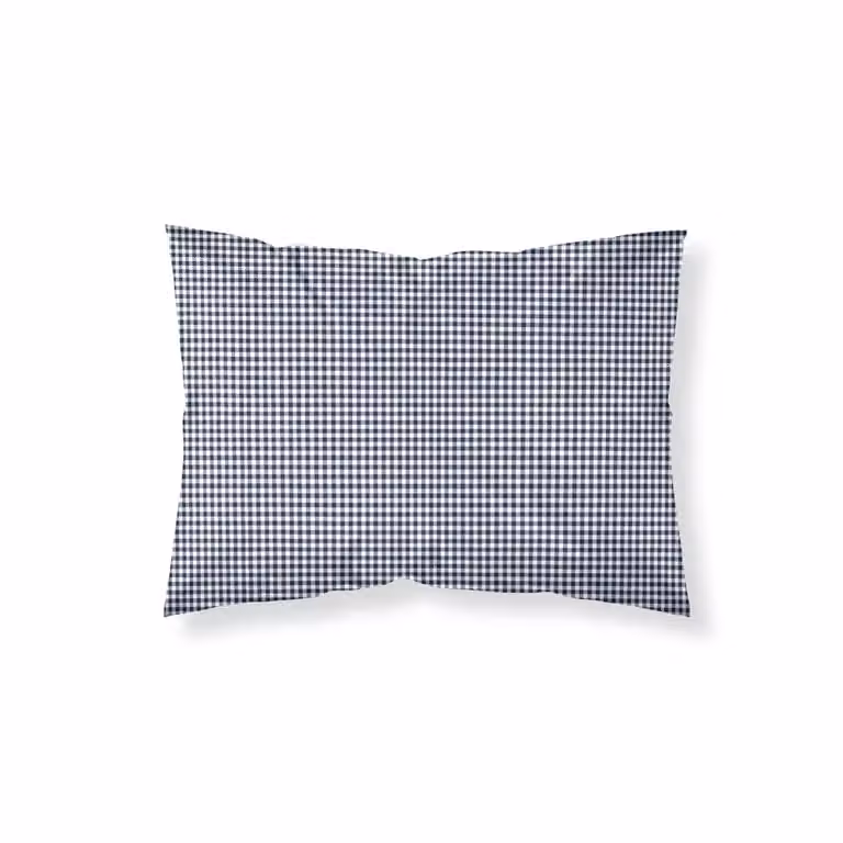 Funda de almohada de algodón de 200 hilos con diseño de cuadros azul y terracota de 65 x 65 cm