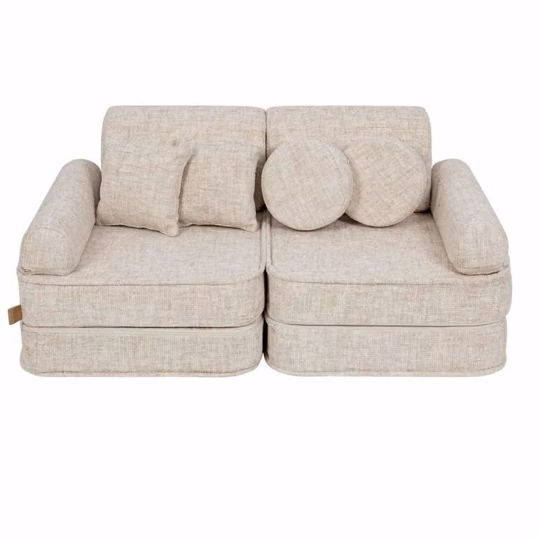 Sofá modular infantil MeowBaby de 10 piezas en color beige con fundas extraíbles y cojines incluidos