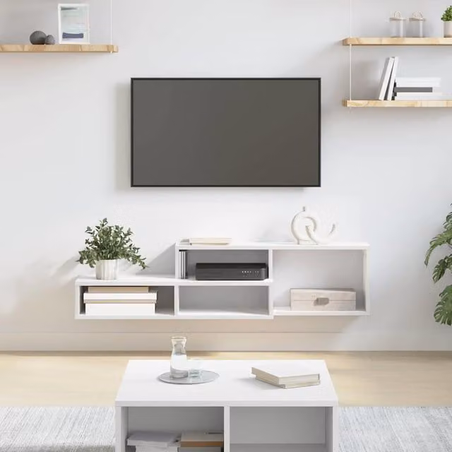 Soporte de TV de pared Maison Exclusive en color blanco y acabado mate, An/P/Al: 120 x 25 x 28,5 cm