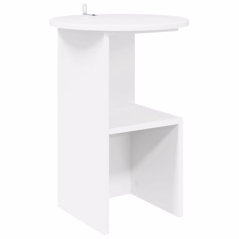 Mesa lateral redonda vidaXL en color blanco de madera de ingeniería MDF con acabado mate, Diámetro: 39,5 cm, Altura: 55 cm