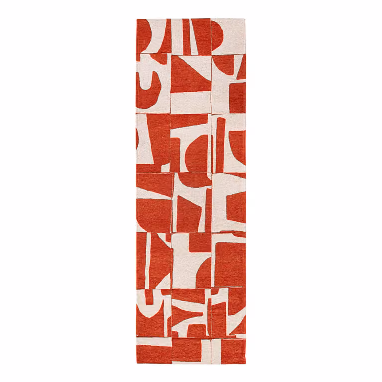Alfombra lavable Louis de Poortere Papercut roja con diseño geométrico para interior y exterior An/P: 80 x 250 cm