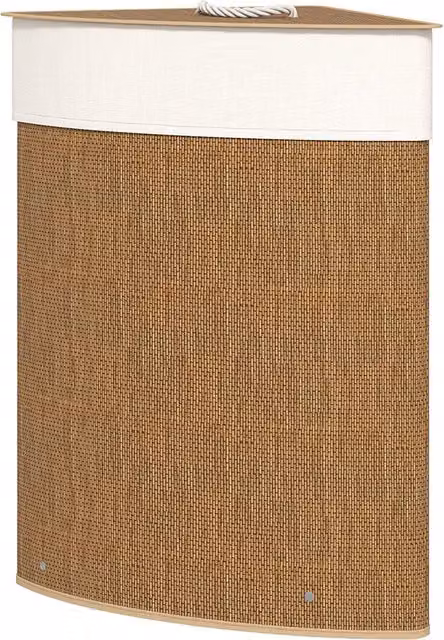 Cesta de lavandería de esquina NORTHIX con tejido de bambú, bolsa de tela extraíble y tapa, estructura de metal, color marrón, 55 litros