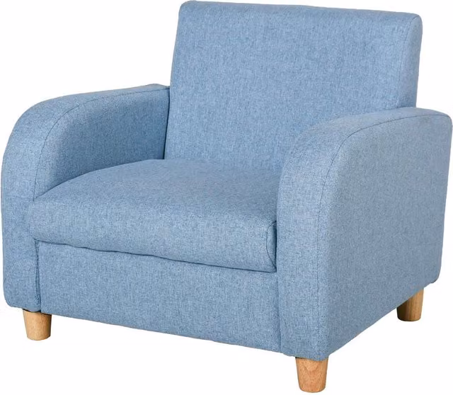 Sillón sofá azul para niños NORTHIX con cojín y acabado en lino