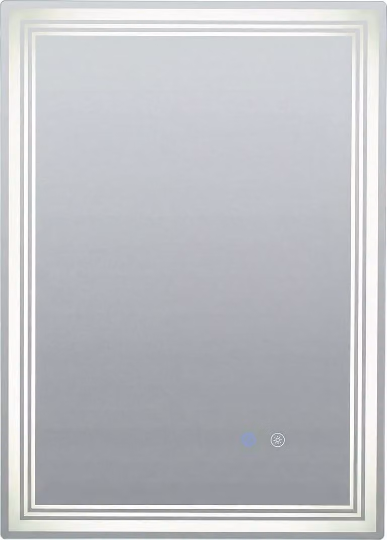 Espejo de baño moderno Northix con iluminación LED regulable, interruptor táctil y acabado plateado, An: 70 cm, Al: 50 cm