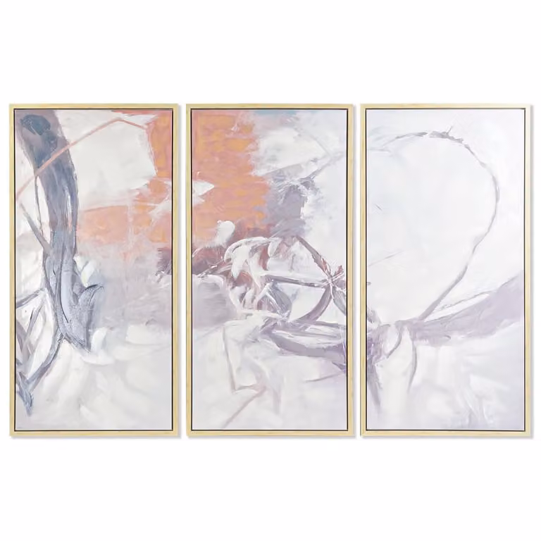 Conjunto de 3 cuadros abstractos de lienzo multicolor NIYLO An/P/Al: 120 x 4 x 180 cm