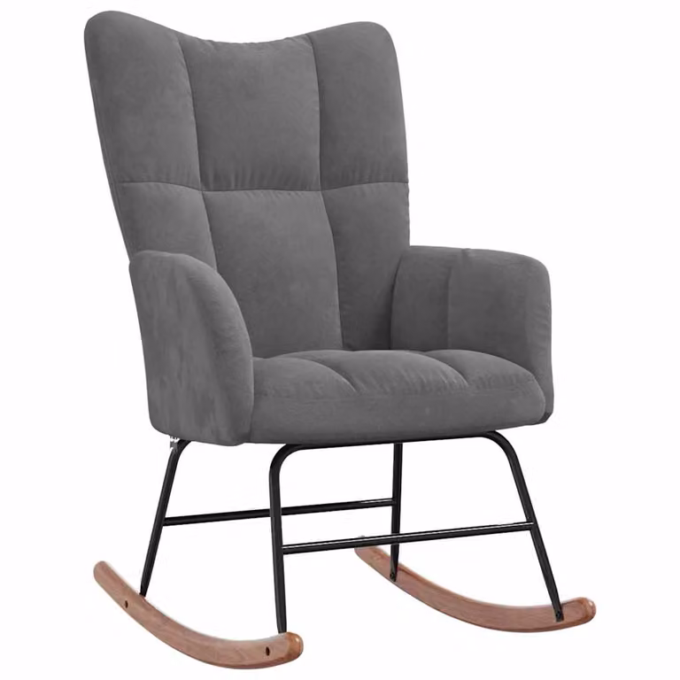 Silla mecedora moderna de terciopelo gris para adultos vidaXL con reposabrazos