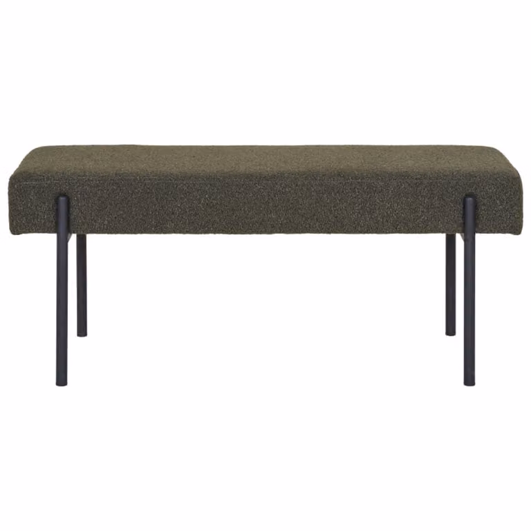 Banco de tela verde MOLOO de estilo moderno con estructura metálica An: 100 cm, Al: 42,5 cm, P: 36 cm