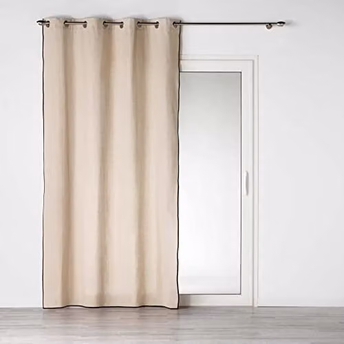 Cortina Capria Douceur d'Intérieur de color beige, lisa y con ojales, An/Al: 140 x 240 cm