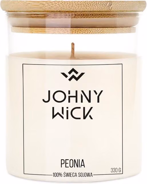 Vela perfumada de soja Johnny Wick con aroma floral de peonía, 150 g, blanca y multicolor