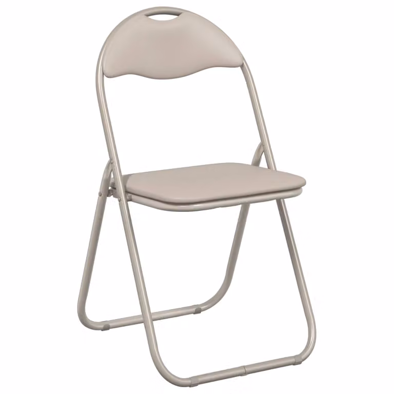 Set de 8 sillas plegables vidaXL en cuero sintético color arena, An/P/Al: 48 x 43,5 x 81 cm