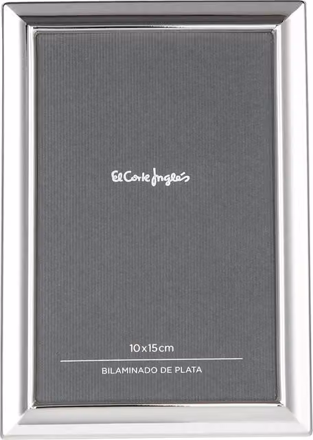 Marco de fotos clásico de El Corte Inglés con baño de plata, diseño liso y rectangular para mesa, An/P/Al: 15 x 10 x 1 cm