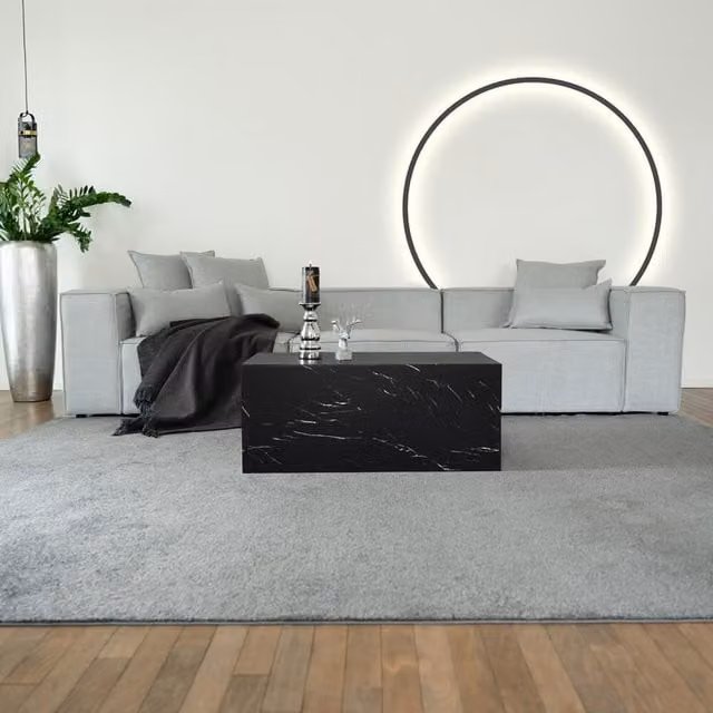 Sofá modular Verona M de Home Deluxe en color gris claro con forma en L y tapizado de tela, Ancho: 327 cm, Profundidad: 120 cm