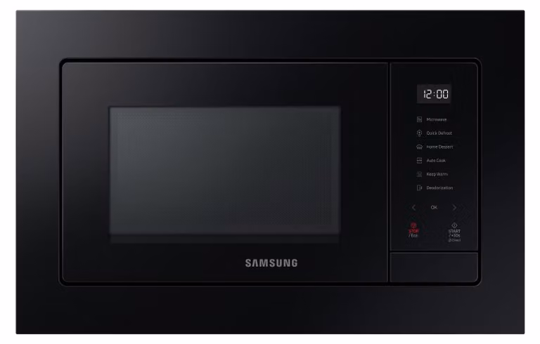 Microondas integrable Samsung MS23A7318AK solo, 23 litros, 1150 W, color negro con pantalla LED